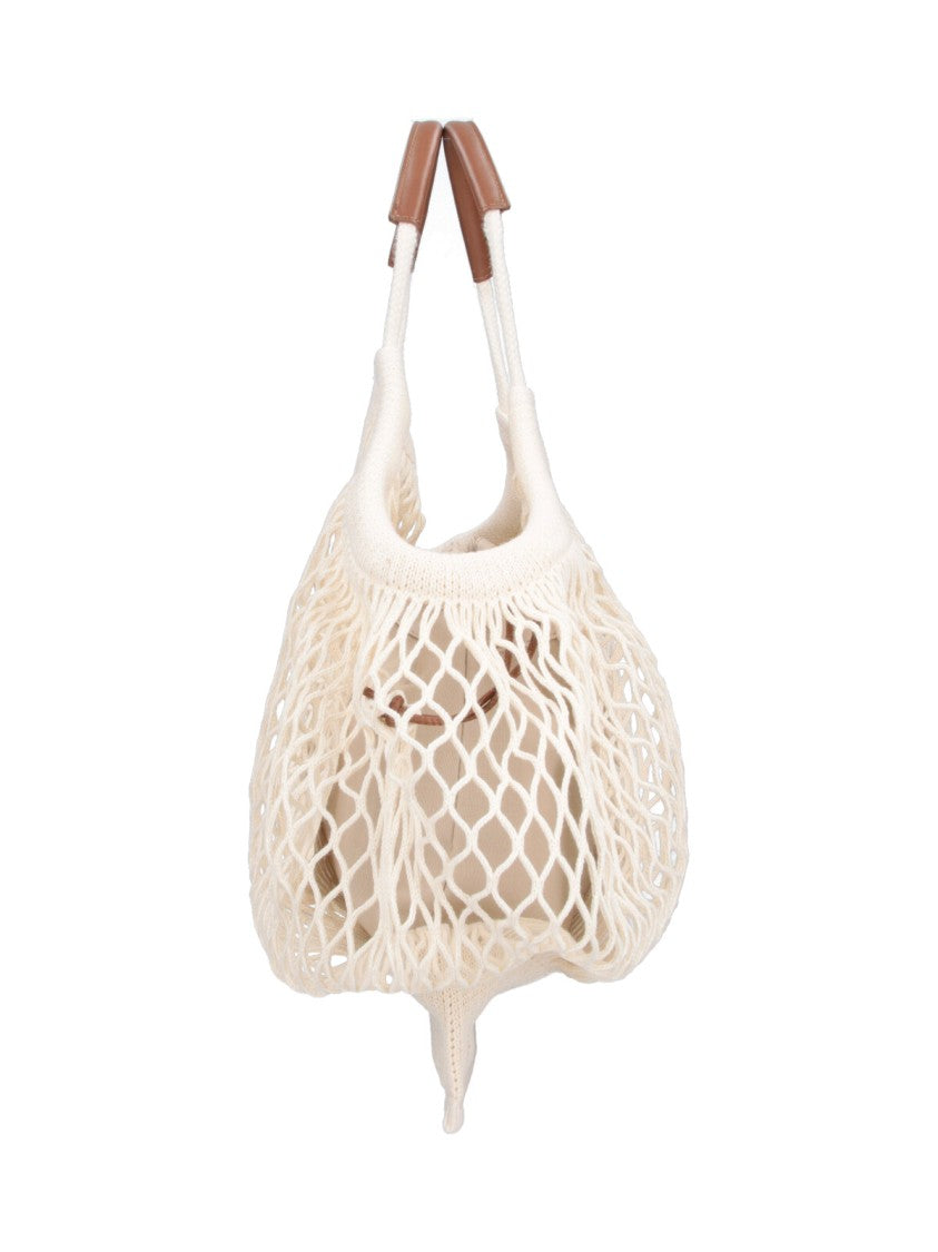Hereu Beige Open-Weave Net Bag Removable Pouch