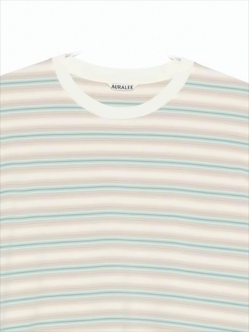 Auralee Striped Long-Sleeve Crew Neck T-Shirt