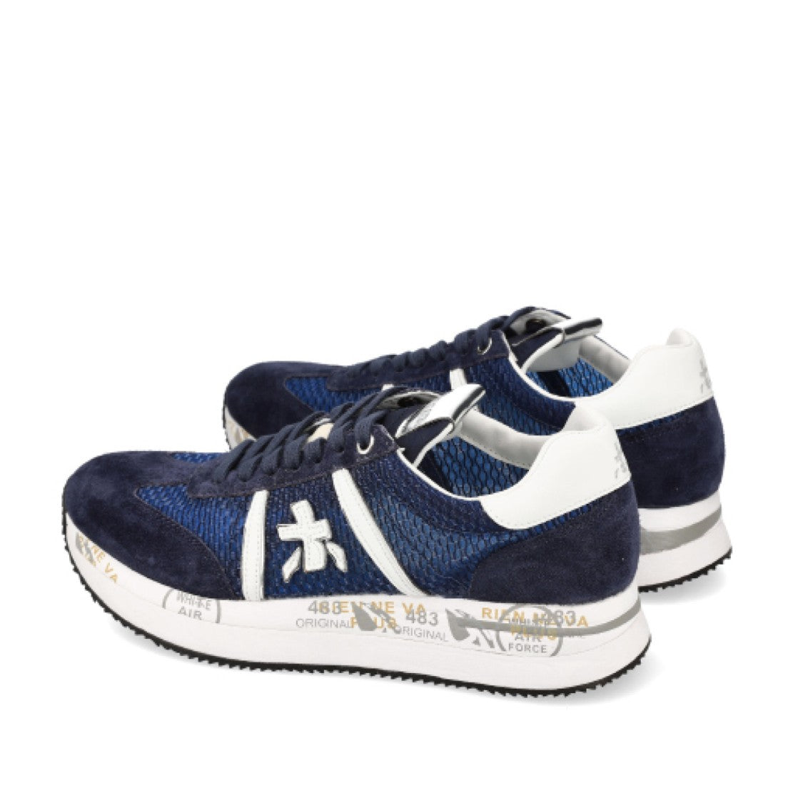Premiata Suede And Blue Fabric Conny Sneakers