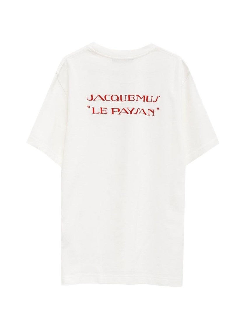 Jacquemus Minimalist White Cotton T-Shirt With Bold Logo