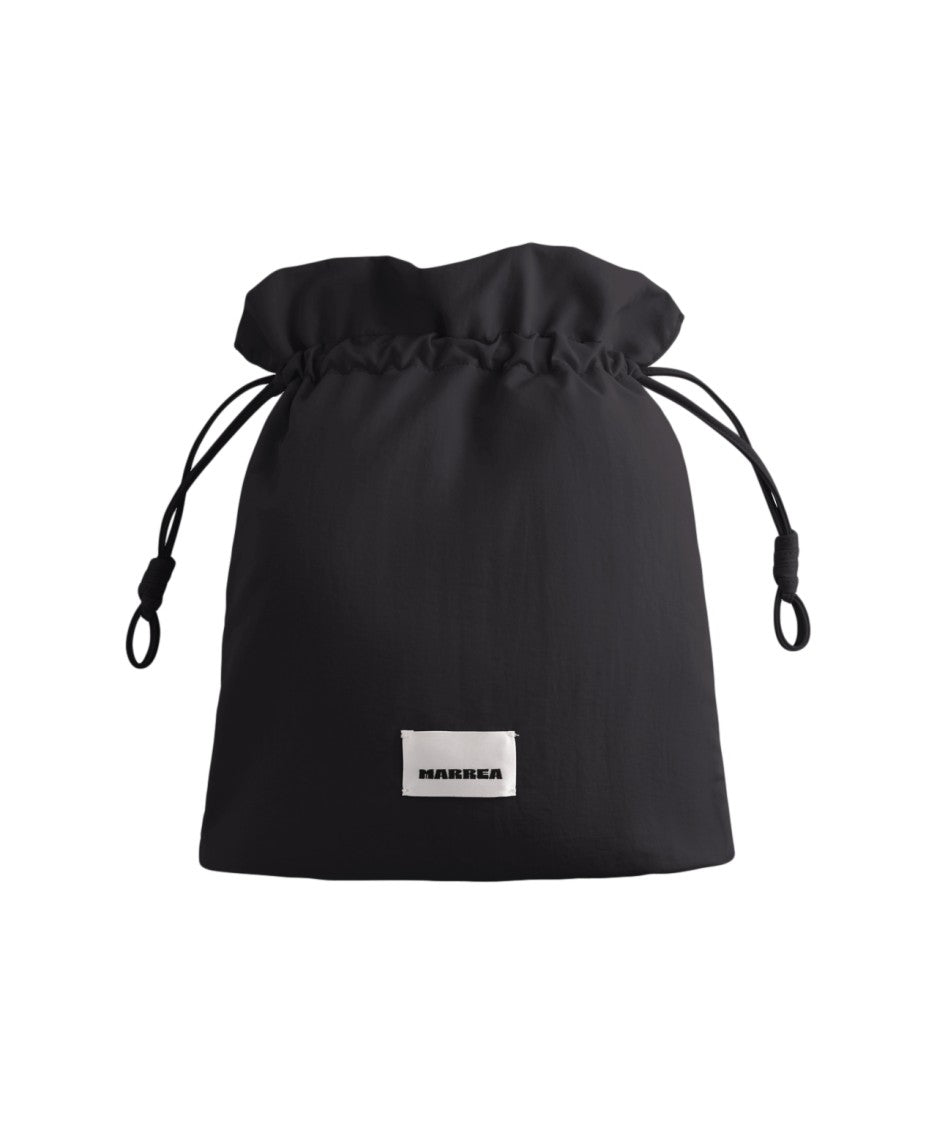 Marrea Expansive Black Neoprene Bucket Bag With Woven Design