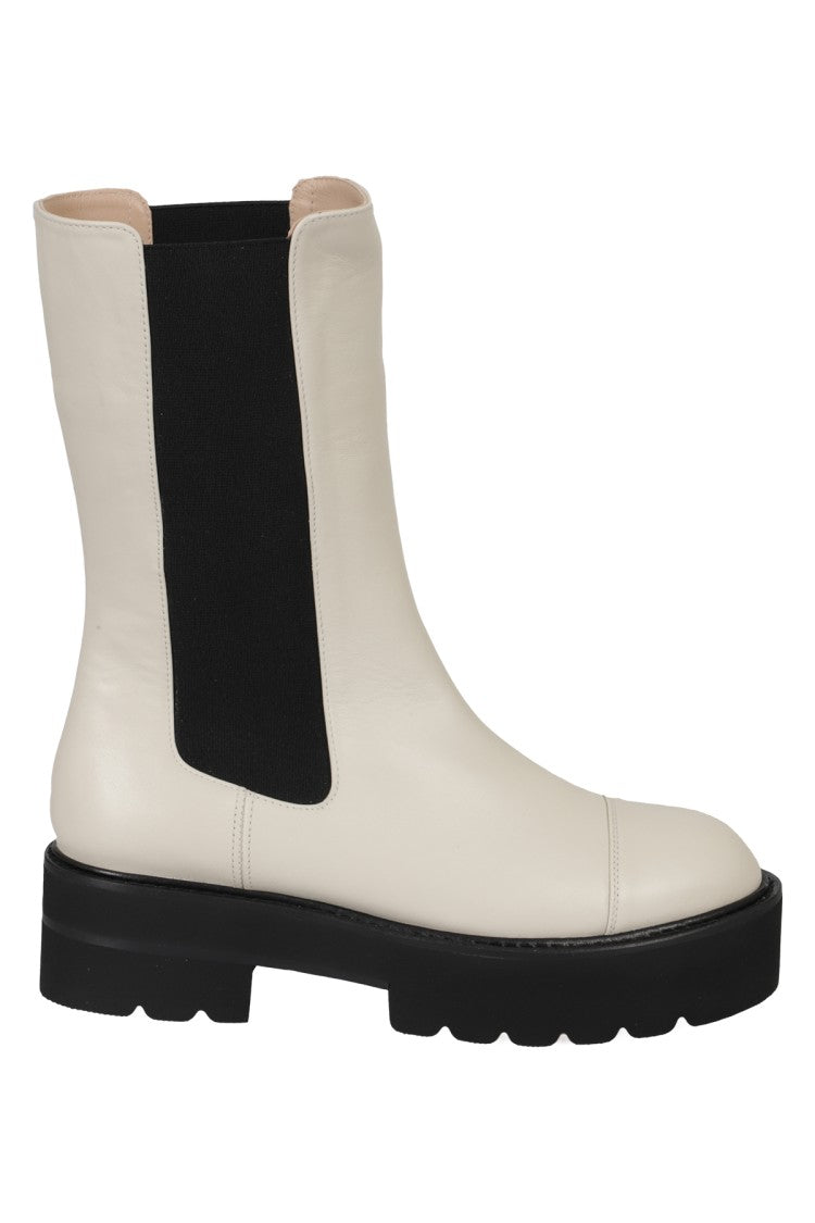 Stuart Weitzman Mid-Height Leather Boots With Rounded Toe