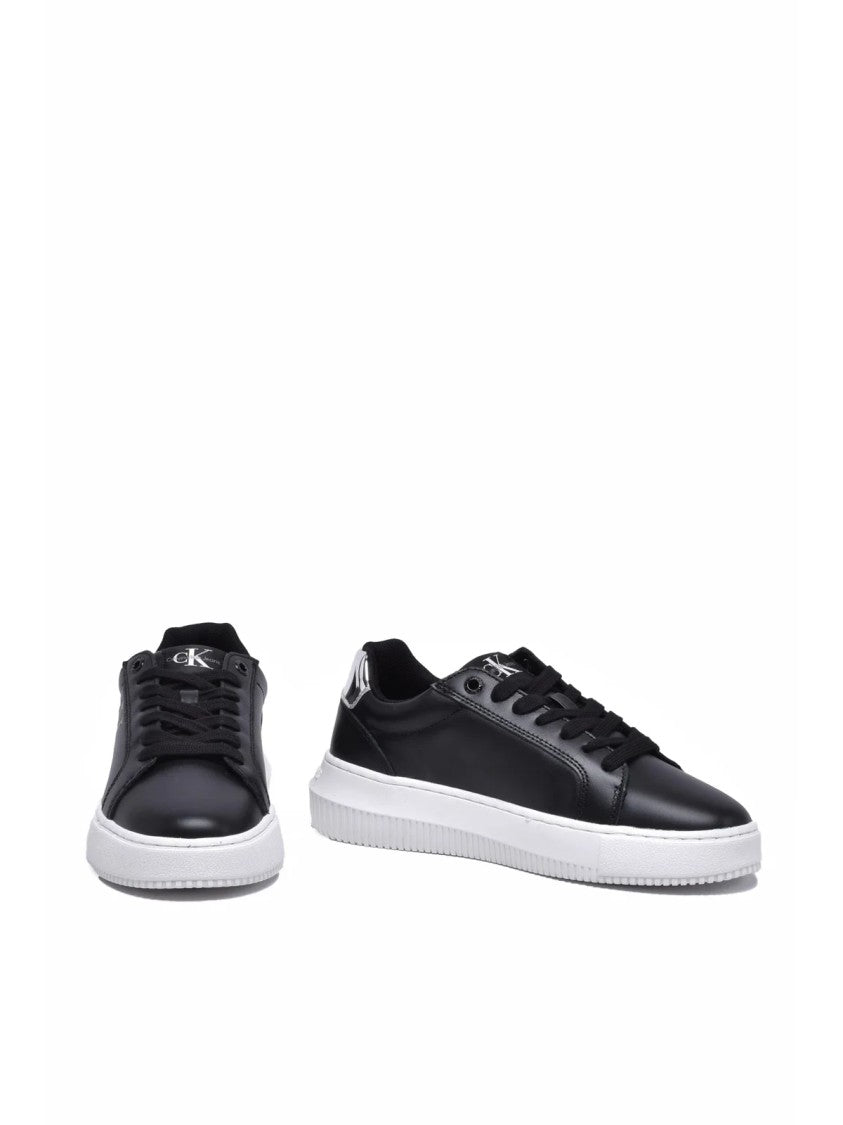 Calvin Klein Jeans Black Minimalist Leather Low-Top Sneakers