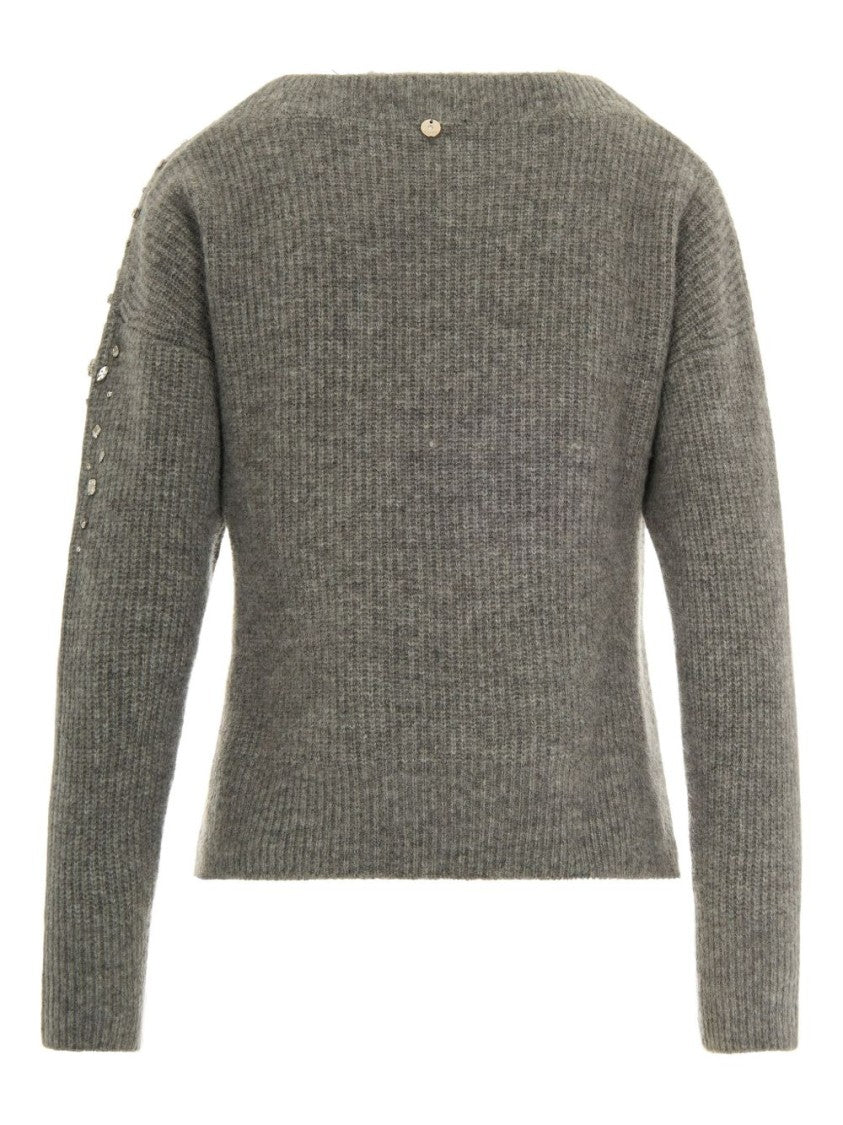 Liu Jo Textured Knit Sweater With Sparkling Embellishments