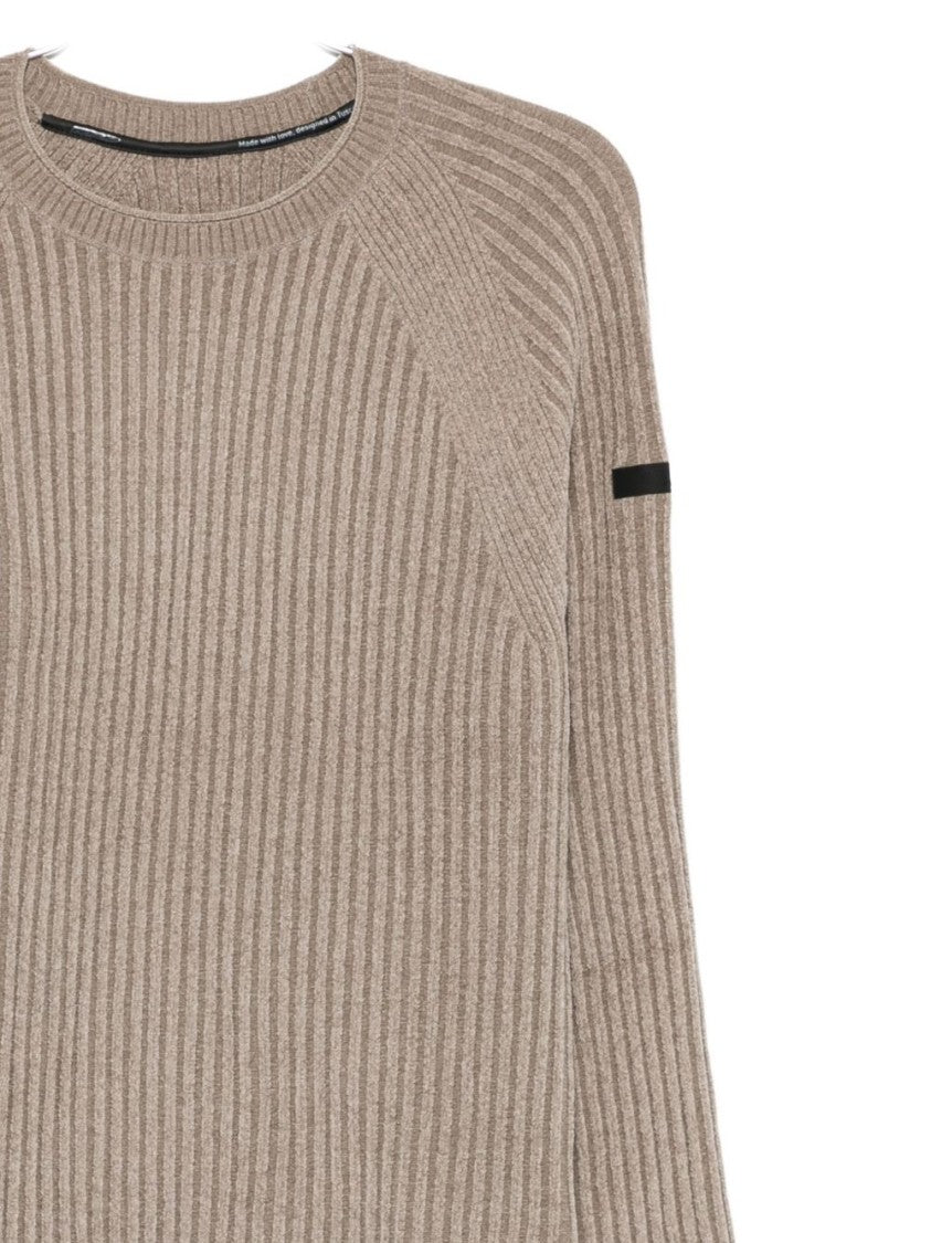 Rrd Ribbed Knit Brown Sweater With Crew Neckline