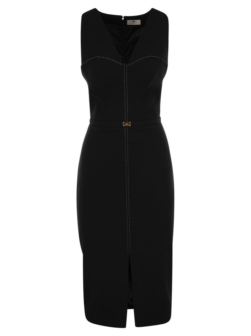 Elisabetta Franchi Crepe Bustier Dress With Contrasting Topstitching