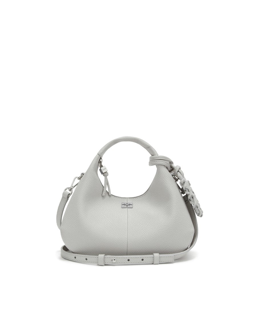 Ganni Quiet Gray Faux Leather Mini Hobo Bag