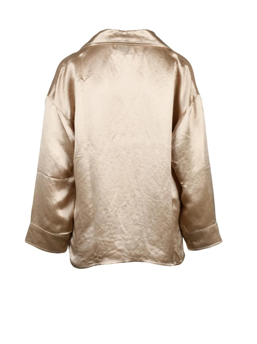 Bellerose Beige Acetate Asymmetrical Satin Shirt