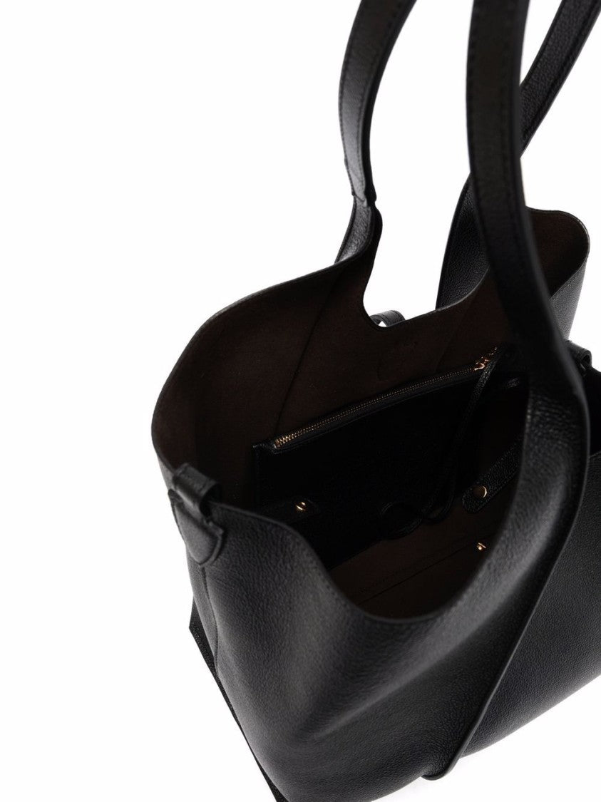 Tod's Structured Black Leather Shopper Bag