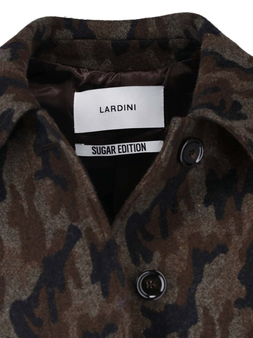 Lardini Multicolor Wool Camouflage Belted Coat