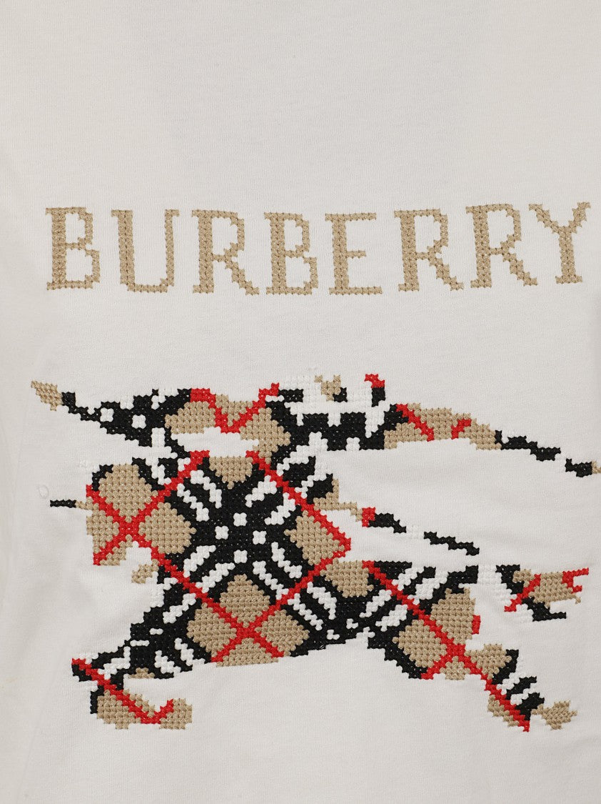 Burberry Check Motif T-Shirt With Logo Lettering