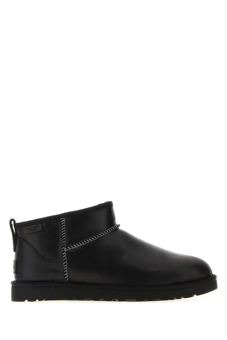 Ugg Black Leather Classic Ultra Mini Ankle Boots