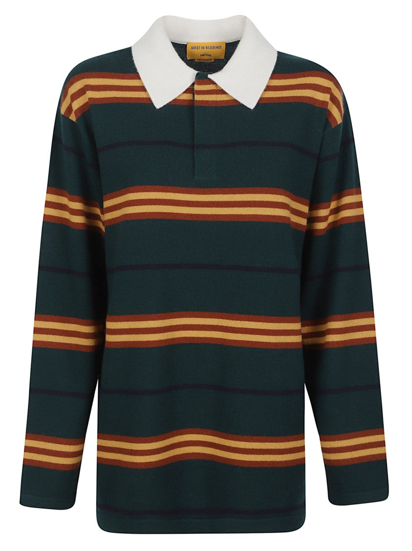 Guest In Residence Rugby Striped Cashmere Polo Shirt