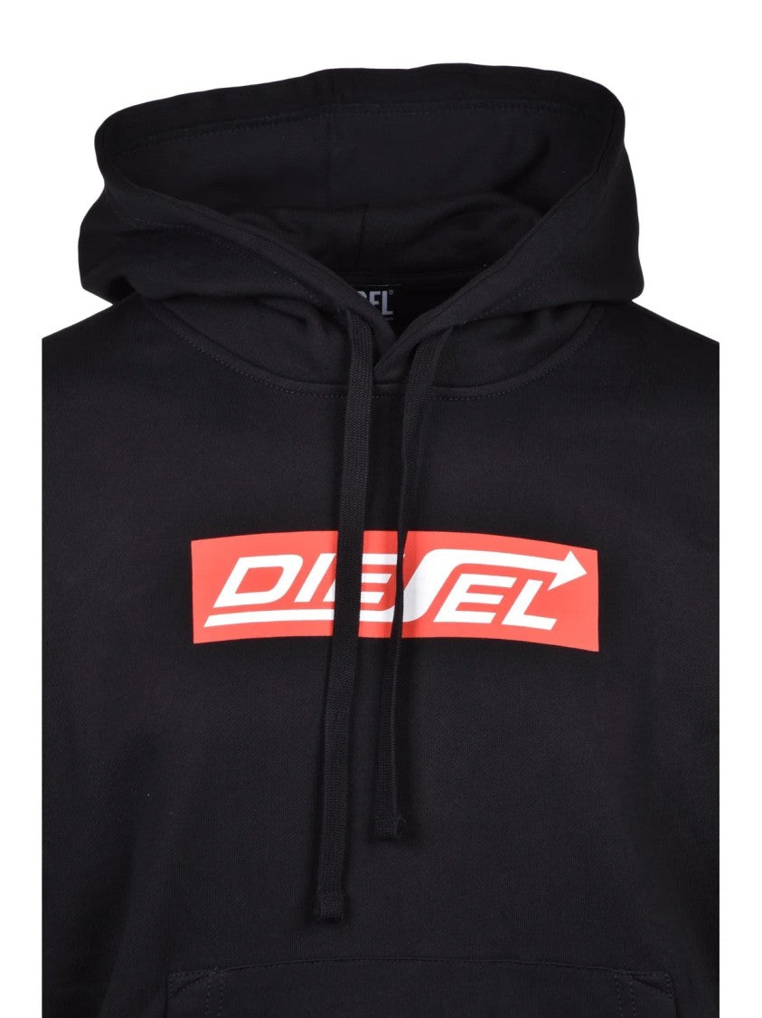 Diesel Black Cotton Logo Hoodie