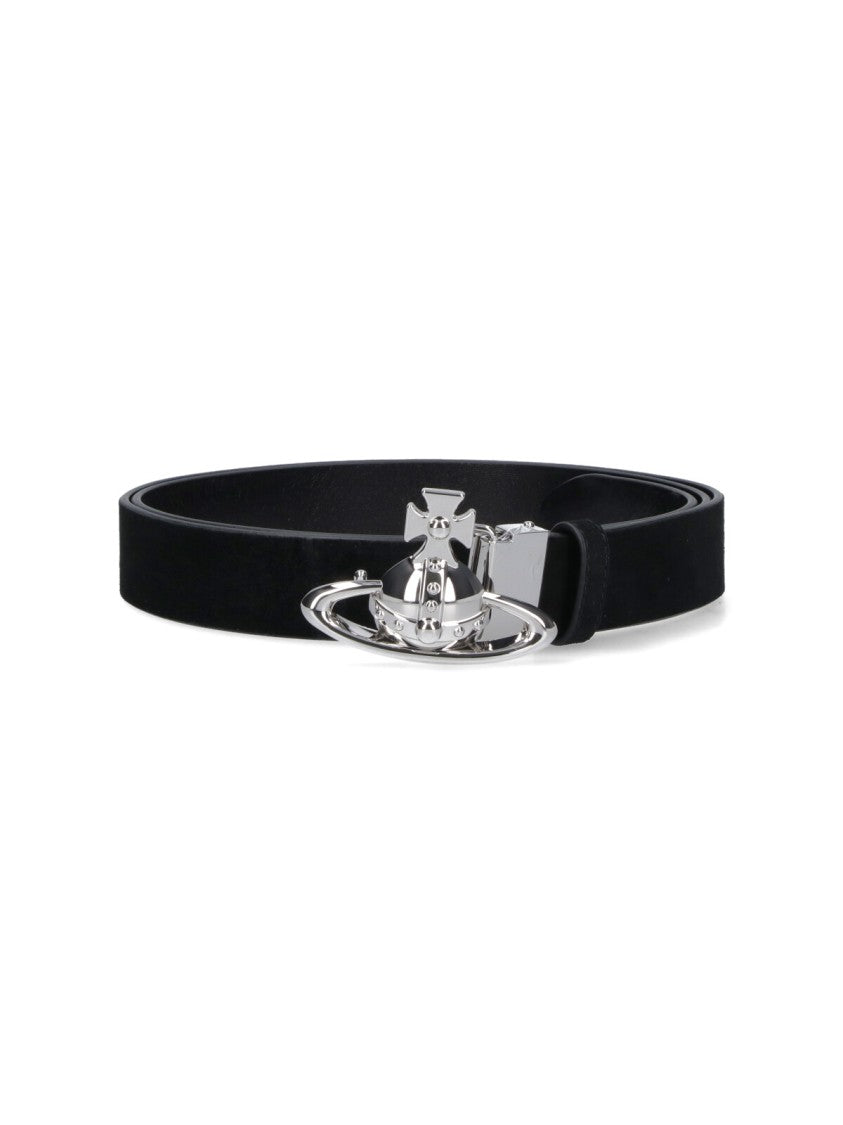 Vivienne Westwood Reversible Black Suede And Leather Belt
