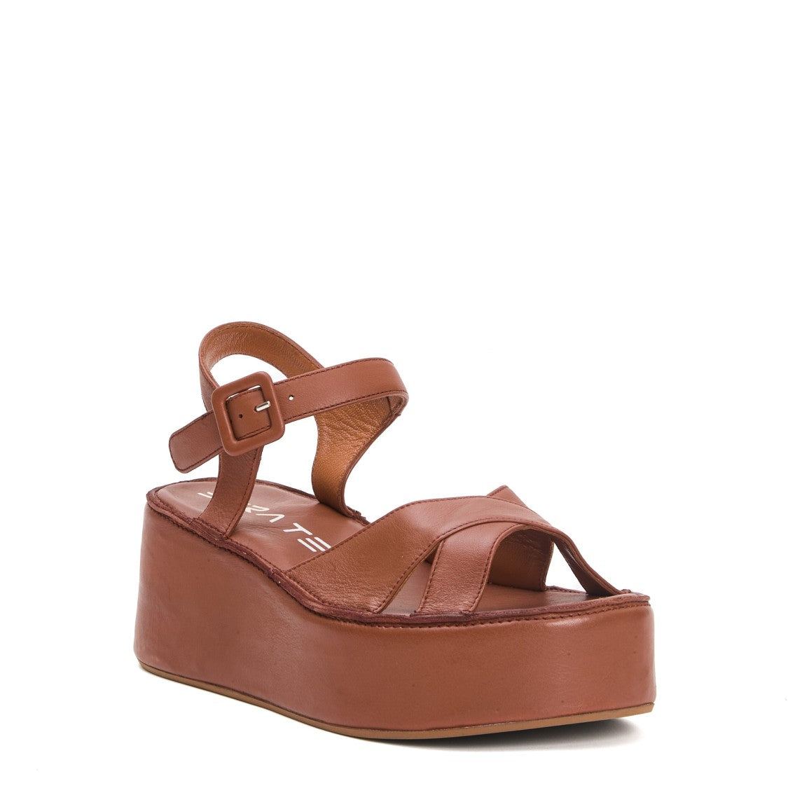 Strategia Cross-Strap Wedge Sandals In Soft Cuoio Leather