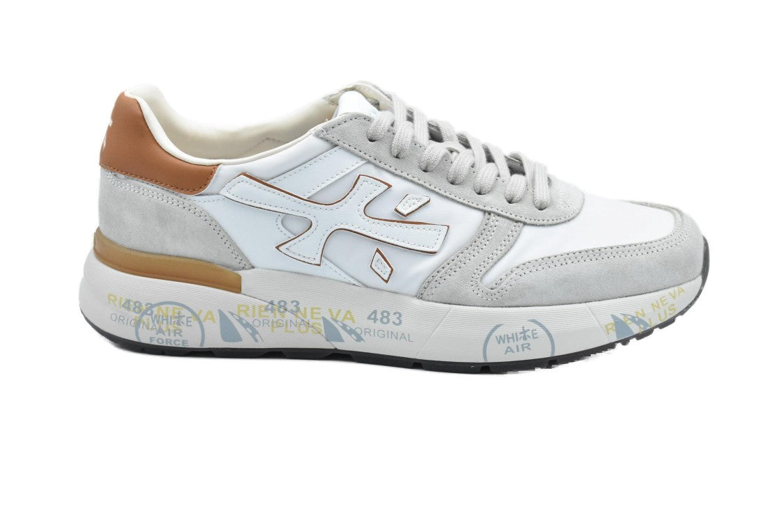 Premiata White Low-Top Sneakers With Iconic Logo