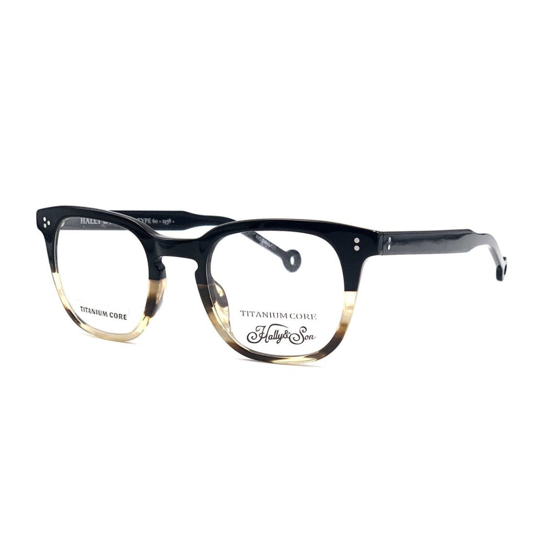 Hally & Son Black Hs646 Celluloid Square Eyeglasses