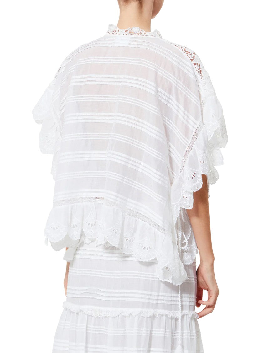 Isabel Marant Étoile White Shirt With Eyelet Lace Detailing