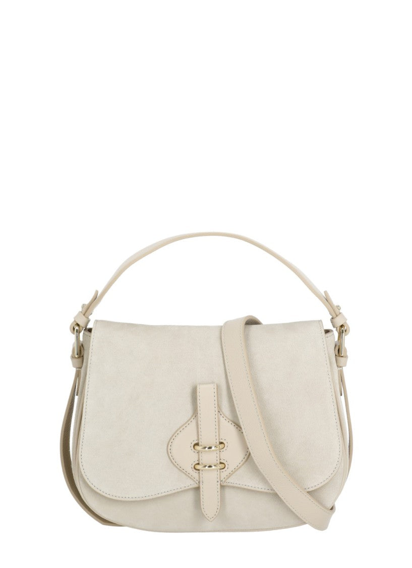Coccinelle Medium Suede Leather Shoulder Bag With Gold-Tone Details