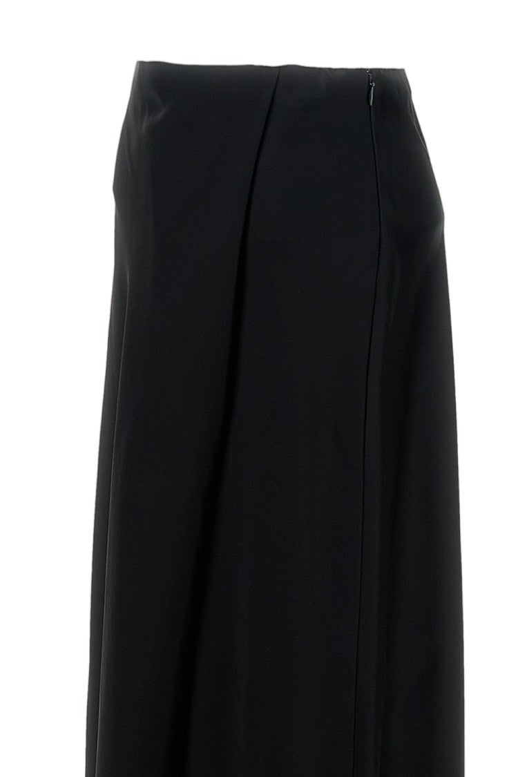Khaite Flared Black Maxi Skirt With Invisible Zip Closure