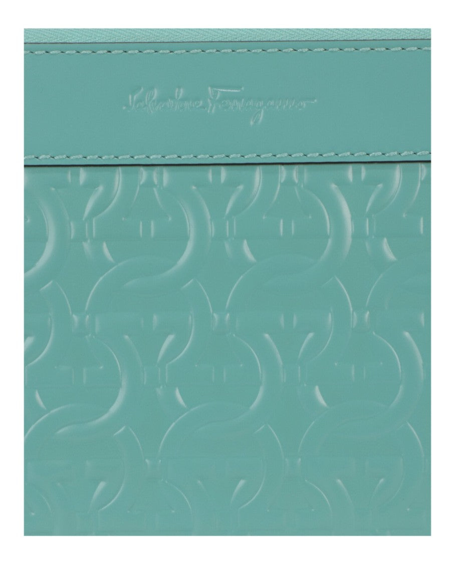 Ferragamo Gancini Embossed Leather Clutch