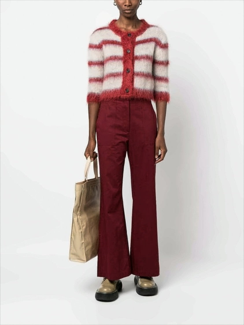 Marni Cropped Mohair-Blend Cardigan With Horizontal Stripe Pattern