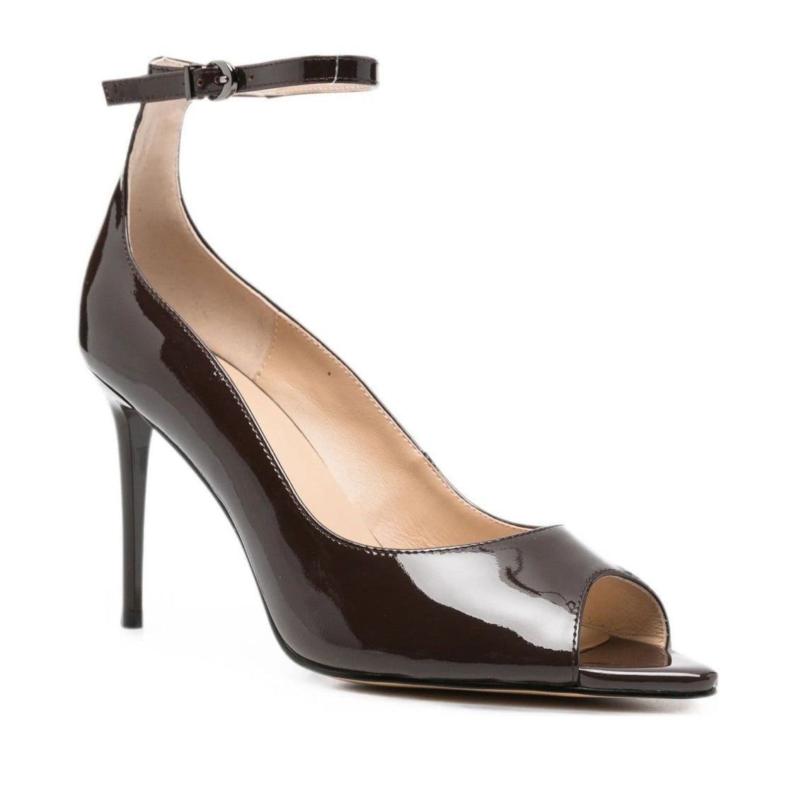 Sergio Moretti Brown High Stiletto Patent Leather Dress Sandals