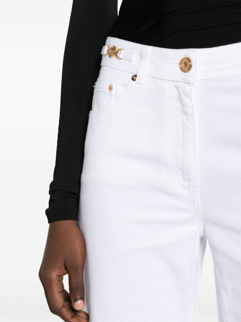 Versace Wide-Leg High Waist Trousers With Gold-Tone Accents