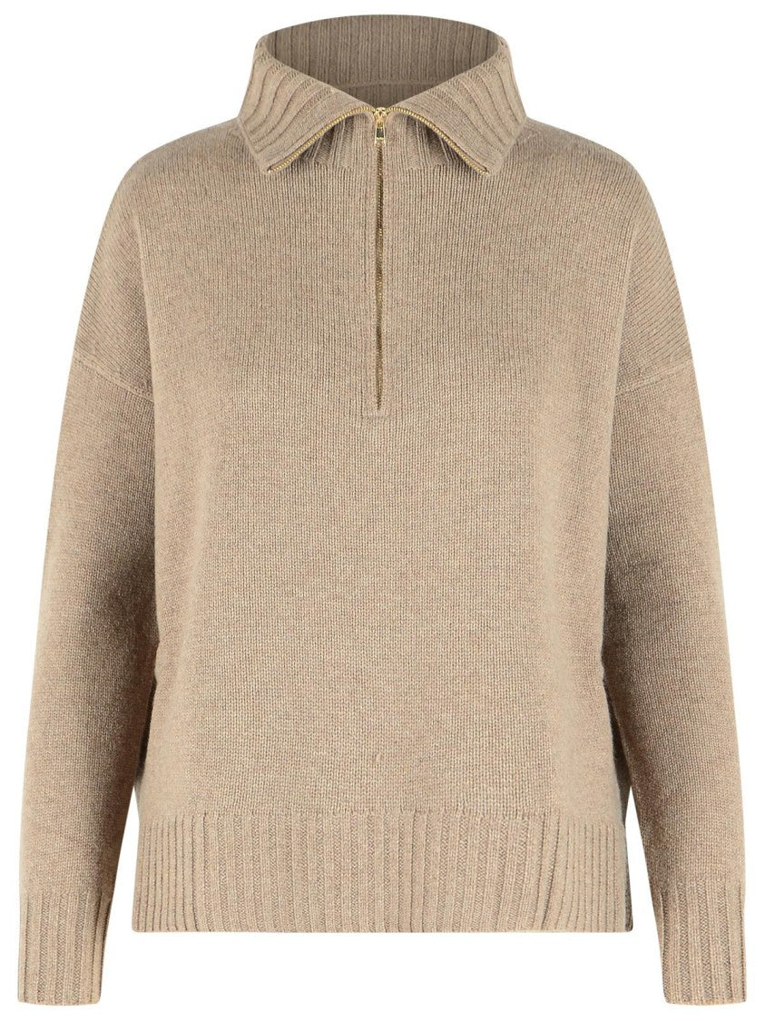 Max Mara 'Crasso' High Neck Sweater Made From Beige Cachemire Yarn