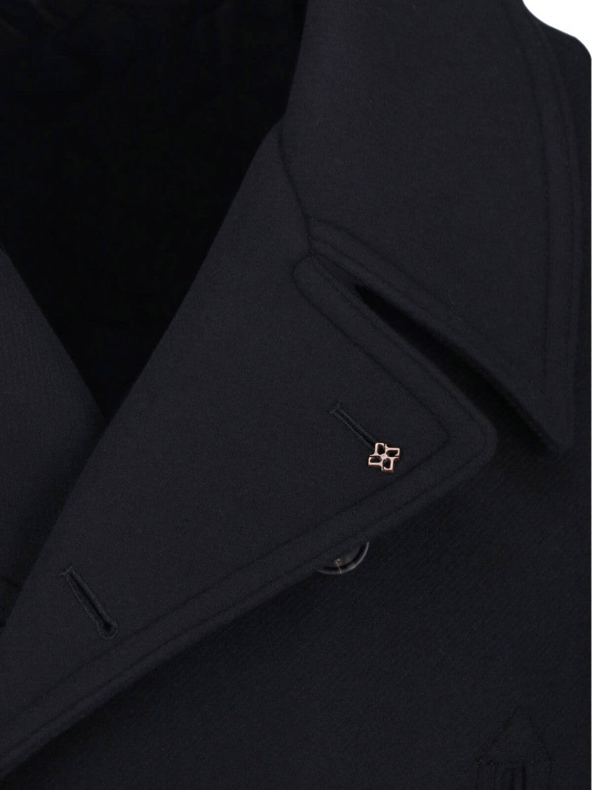 Tagliatore Black San Francisco Wool Double-Breasted Coat