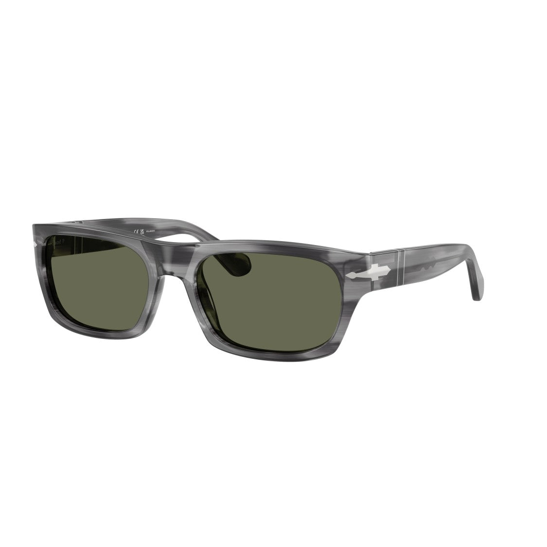 Persol 0Po3398s Rectangular Grey Acetate Sunglasses With Dark Lenses