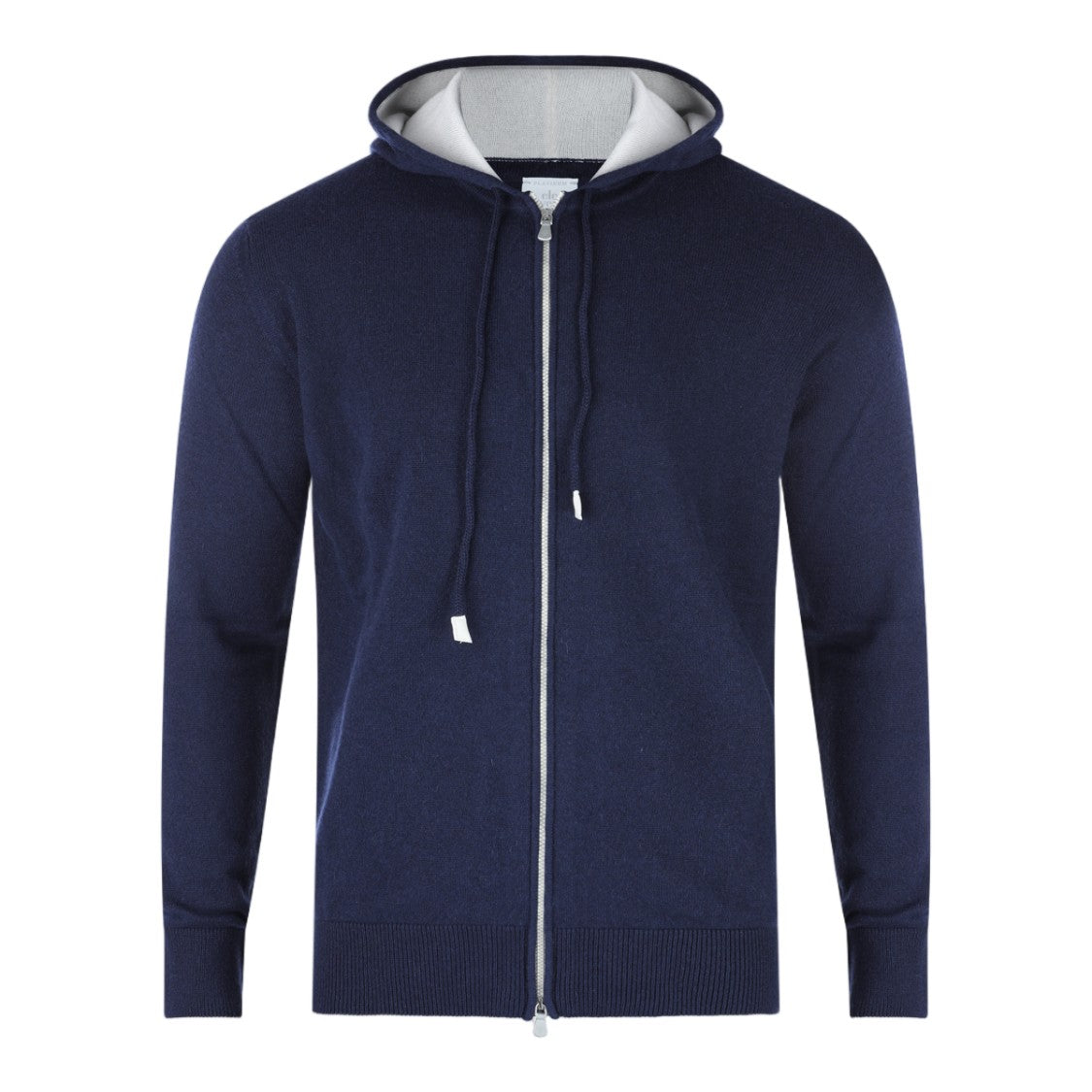 Eleventy Navy Blue Zip-Up Hoodie