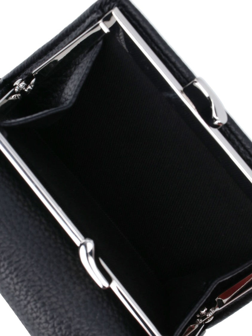 Vivienne Westwood Textured Black Tri-Fold Wallet