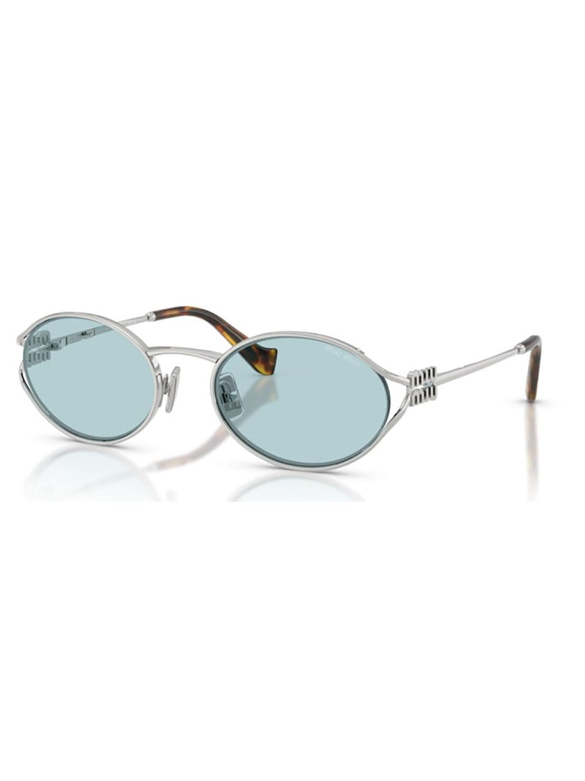 Miu Miu Silver 52Ys Sole Oval Metal Sunglasses