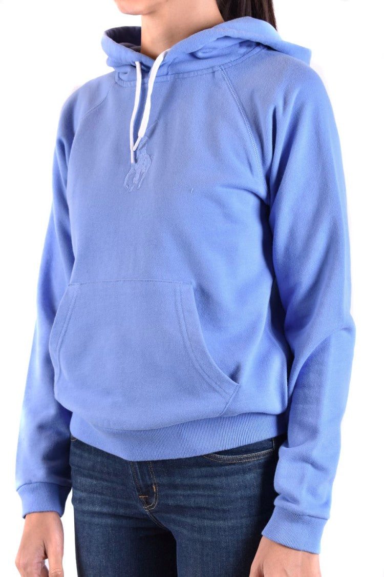 Polo Ralph Lauren Pullover Blue Cotton Sweatshirt With Embroidered Logo