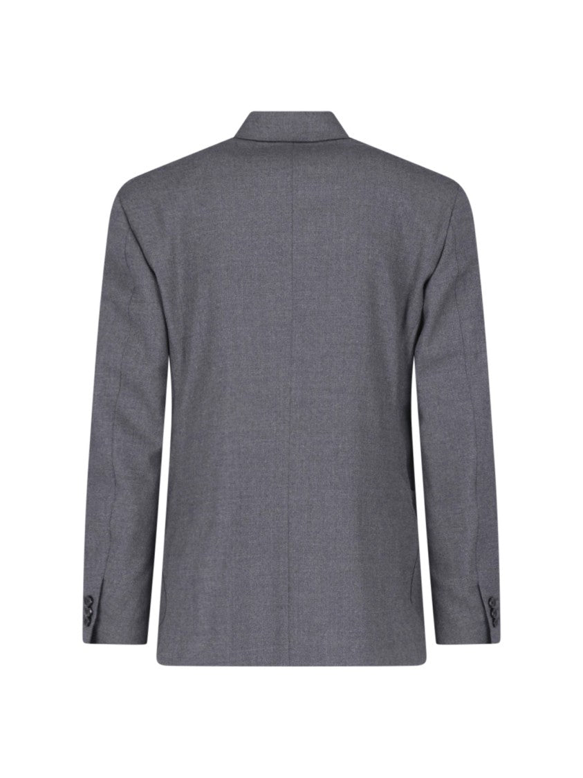 Lardini Grey Double-Breasted Virgin Wool Suit