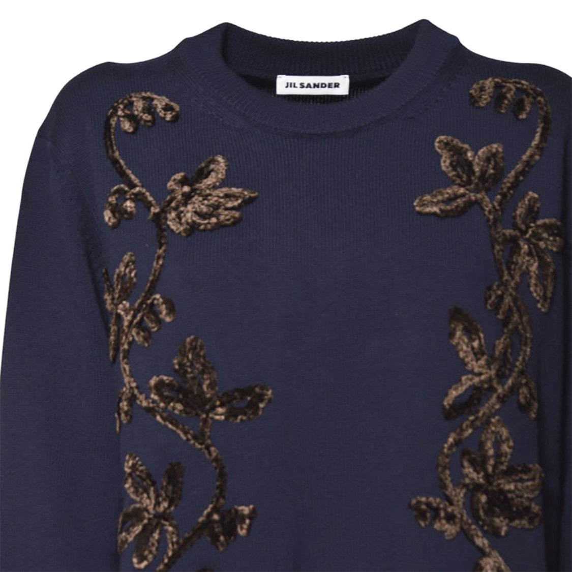 Jil Sander Ls Cn Jumper W/Flower Embroidery Detail