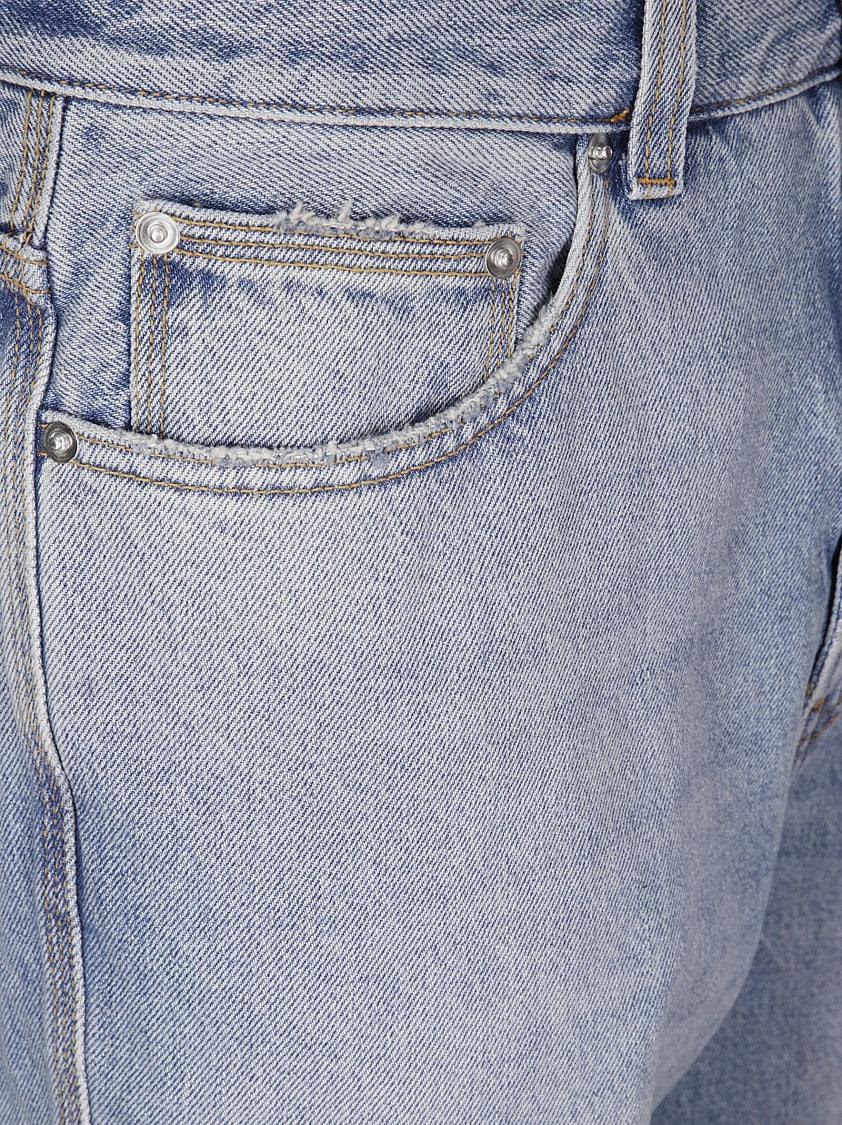 Haikure Light-Wash Denim Jeans With Distressed Knee Details