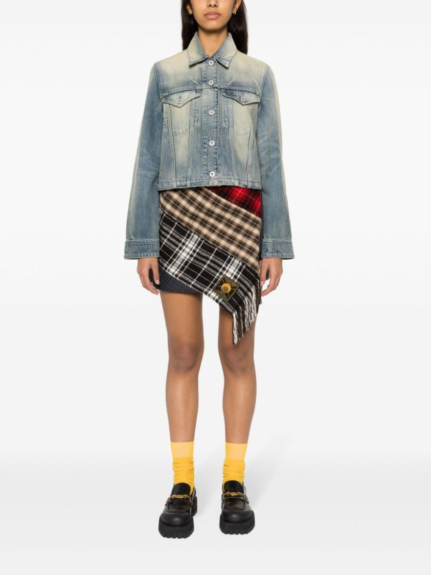 Kenzo Indigo Blue Washed Denim Cropped Jacket