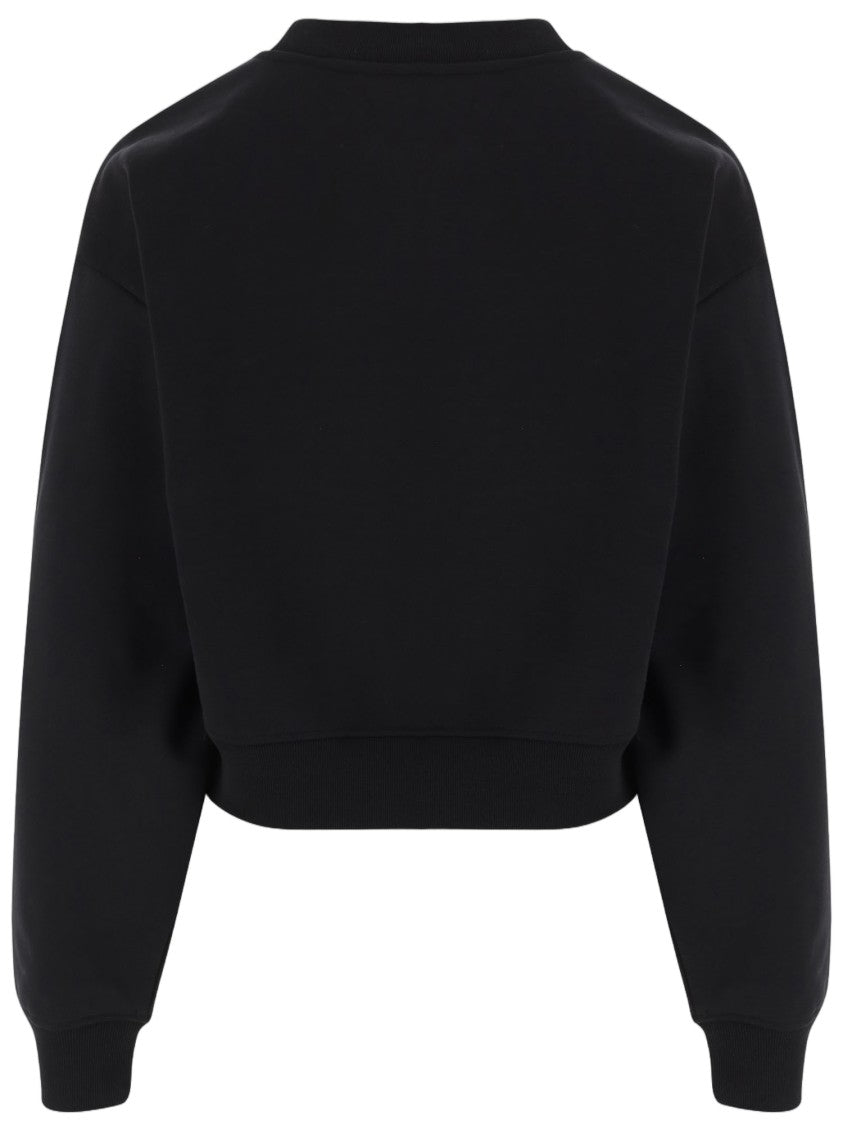 Patou Black Cropped Prominent Logo Cotton Sweatshirt