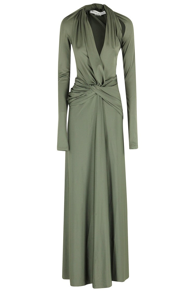 Victoria Beckham Twist Detail V-Neck Gown