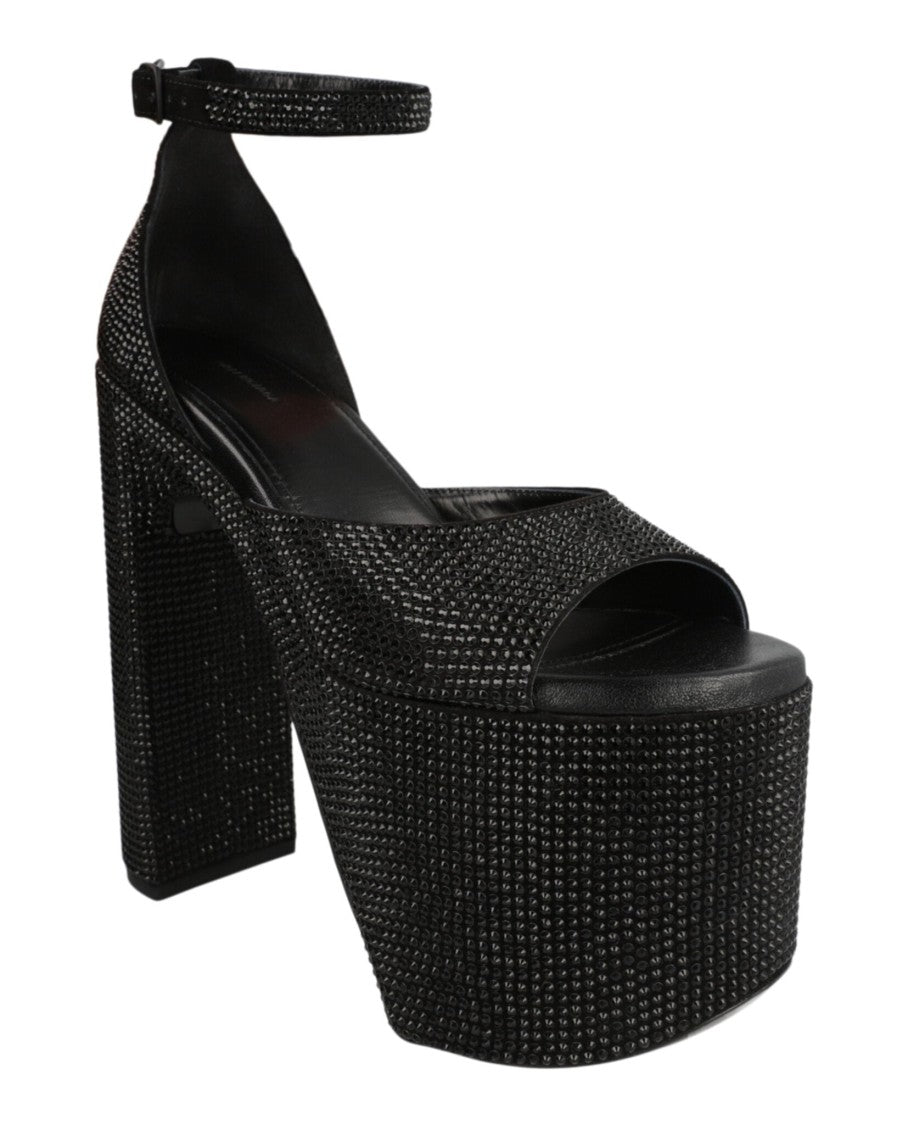 Balenciaga Strass-Embellished Platform Heels With Ankle Strap