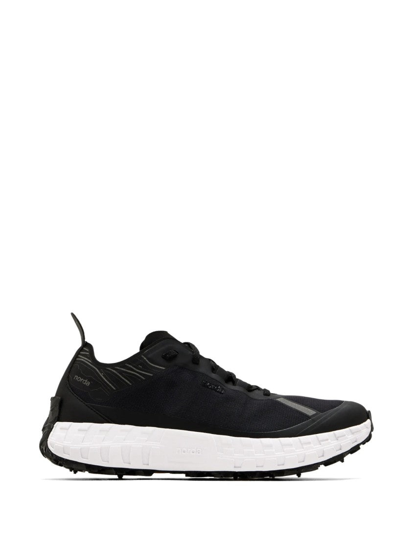 Norda Lace-Up Black Flat Shoes With Textured Sole