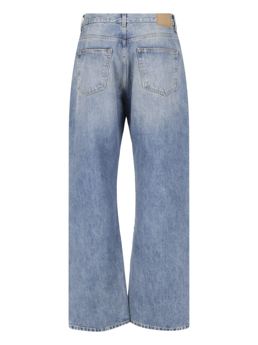 Jeanerica Blue Distressed Five-Pocket Straight-Leg Jeans