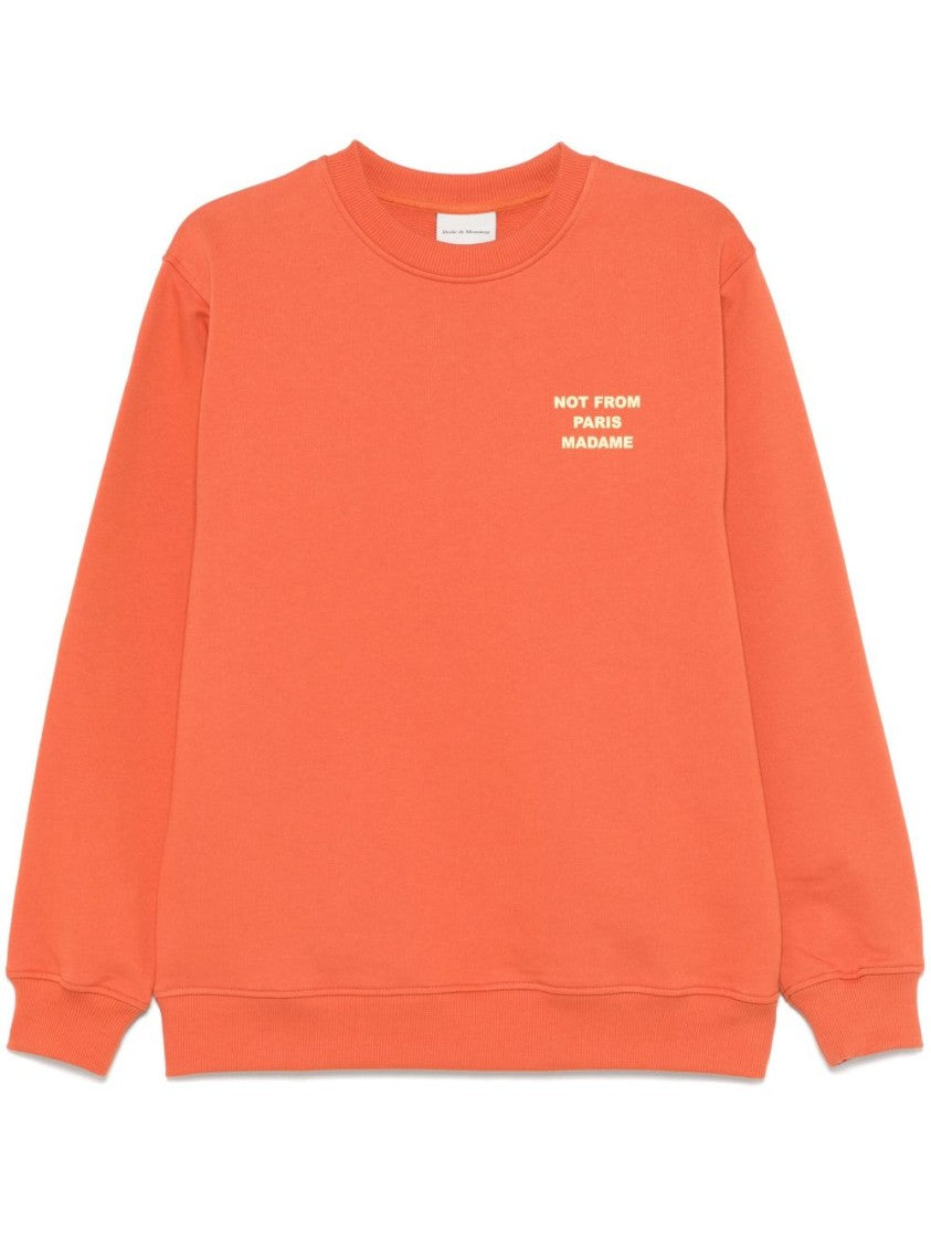 Drôle De Monsieur Orange Cotton Sweatshirt With Text Prints