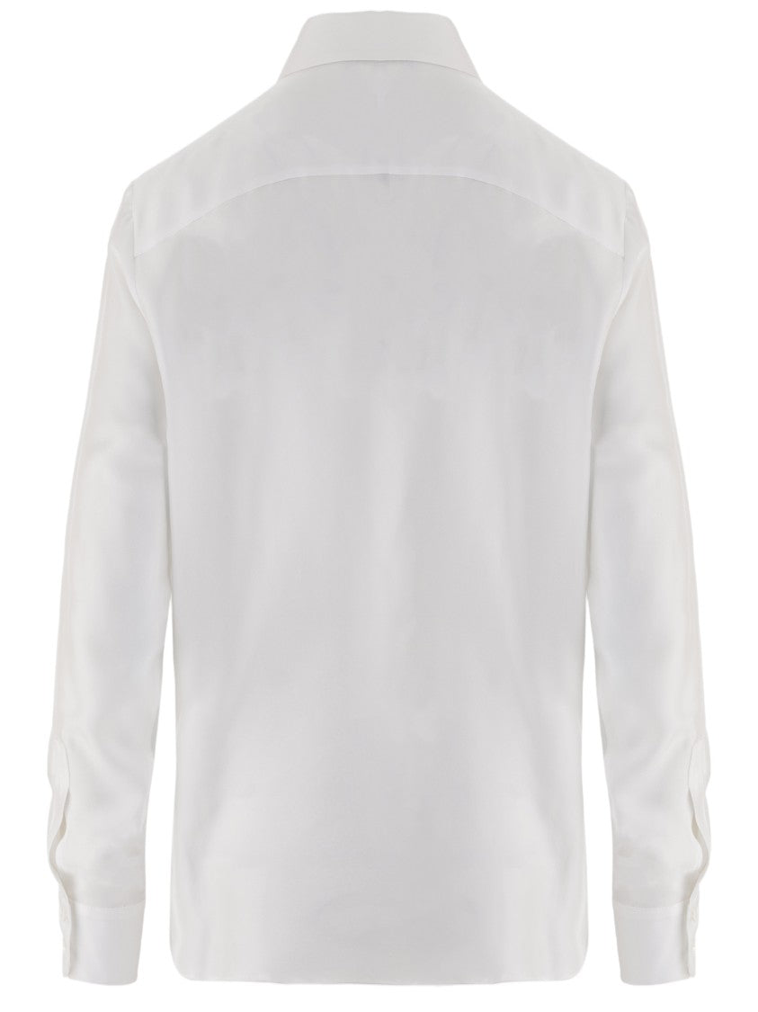 Her Shirt White Classic Collar Silk Shirt