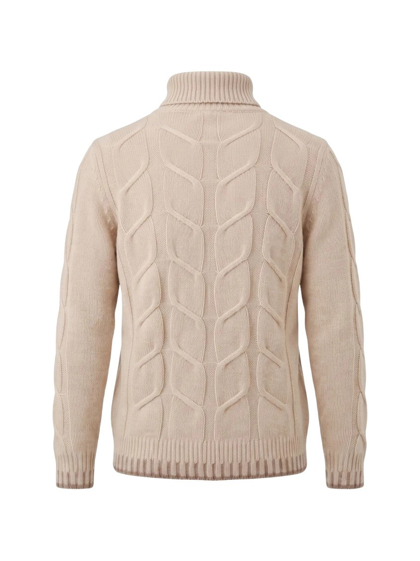 Altea Cream Cable Knit Virgin Wool-Blend Sweater