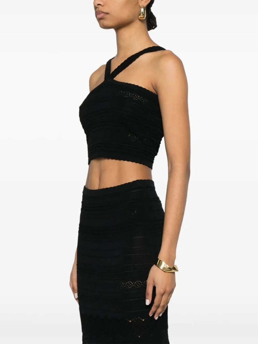 Twin-Set Cropped Textured Knit Top