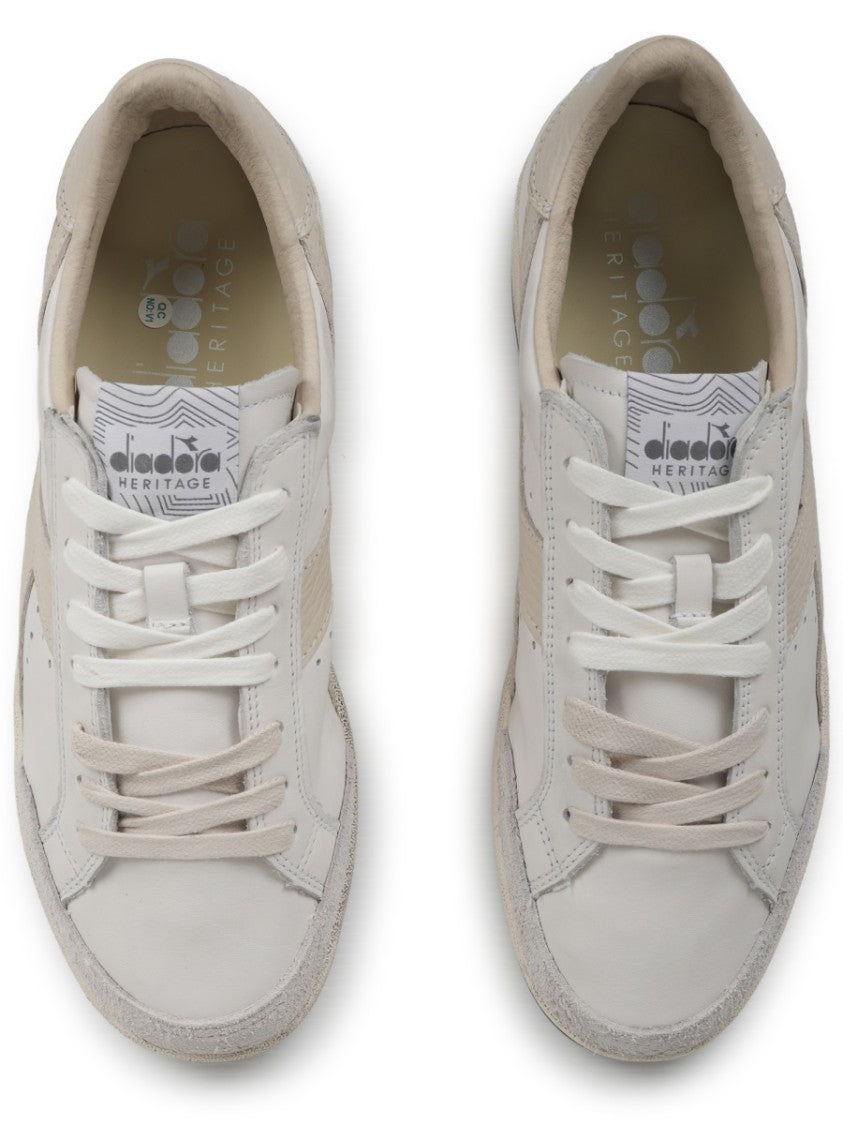 Diadora White Prestige Used Distressed Sneakers